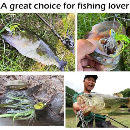 Spinnerbaits Fishing Lures, Bass Fishing Lures Weighted Spinner Baits Buzzbait, Hard Metal Lure Topwater Swimbait Jig for Trout Salmon Pike Bass Saltwater Freshwater Saltwater - color: B