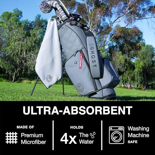 Ghost Golf Magnetic Towel (Caddie) - Ultra-Absorbent Microfiber Golf Towel | With Magnet for Golf Carts or Clubs - 18" x 40" Golfing Gear - Waffle Weave Pattern (Hot Pink) - color: Hot Pink