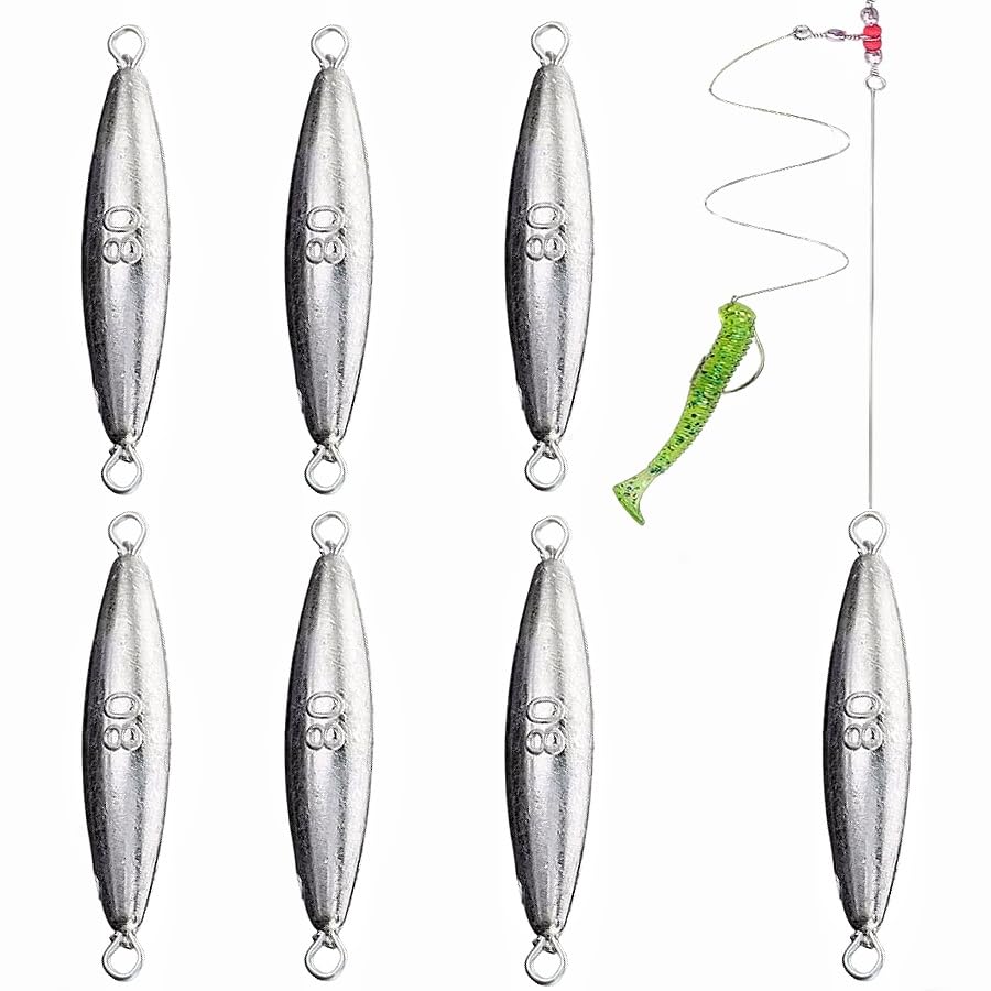 10PCS Fishing Weights Torpedo Sinkers Inline Trolling Sinkers Weights Kit Fishing Sinkers Catfishing Sinkers Saltwater Fishing Torpedo Weights Double Ring Sinkers - 1oz(30g) - size: 2.82oz(80g)-6 Pack