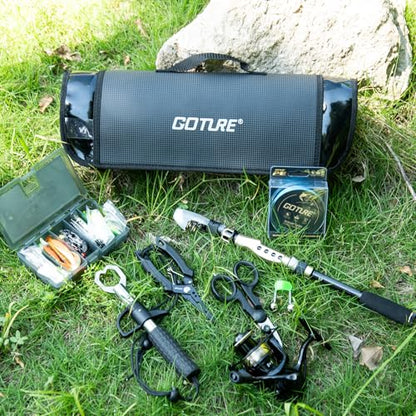 GOTURE Telescopic Fishing Rod and Reel Combos, Carbon Fiber Travel Fishing Pole, 9+1 BB Spinning Reel, Saltwater Freshwater Fishing Gear Kit with Braided Line, Lures, Carrier Bag for Bass Trout - color: 1 Rod & 1 Reel Spinning Fishing Combo - Portable Fis