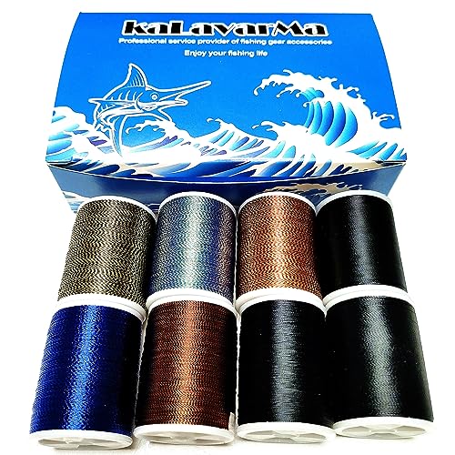(8pcs*240yd) Kalavarma Rod Wrapping Thread for Fishing Rod Wrapping Thread Rod Building Repair - style: Metallic klm043