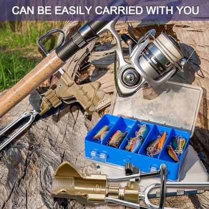Libima 4 Pieces Fishing Rod Holders for Bank Upgraded Stainless Steel Pole Holders 360 Degree Adjustable Rod Stand for Men Father Beach Fishing Equipment Birthday Gift - color: Gold