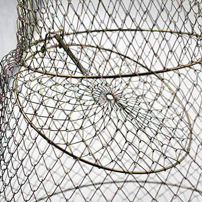 Metal Rustproof Collapsible Fish Basket - Robust and Easy to Use Net Cage for Live Fish