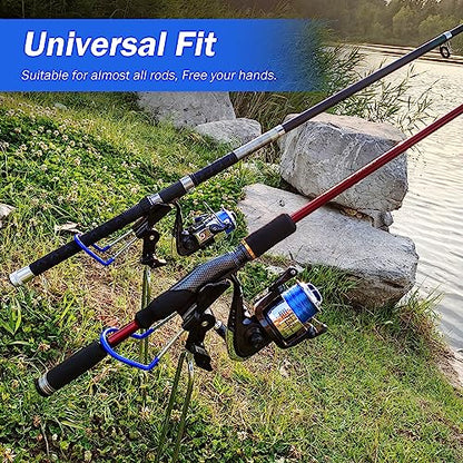 Upgraded Fishing Rod Holders - 2 Pack, 360 Adjustable, Bank, Beach, Ground Fishing Pole Stand - color: BLUE