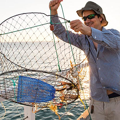 Honoson 6 Pcs Crab Trap Bait Bags with Locker Portable Fish Trap Outdoor Sports Style Crab Snare Mesh Bait Traps Shrimp Net Fishing Accessories Folding Crabbing Equipment for Crawfish Minnow Lobster
