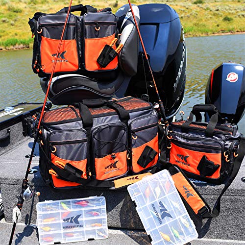KastKing Fishing Gear & Tackle Bags - Saltwater Resistant Fishing Bags - Fishing Tackle Storage Bags - color: A1: Medium-Hoss(Without Trays, 15"x11"x10.25")-Orange