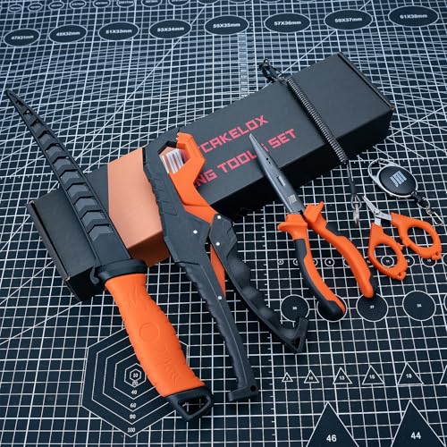 6pc Fishing Tool Kit - Safe Resistant Fishing Pliers with Lanyard, Fillet Knife, Floating Fish LipFishing Braid,Scissors Gripper, Tool Retractor, Fishing Gifts for Men
