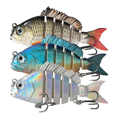 3pcs Multi-Jointed Panfish Bluegill Swimbait Hard Sinking Bass Fishing Lure with Sharp Treble Hooks, Lifelike Fishing Lures for Bass Trout Walleye Crappie, Amazing Swimbaits Gift - color: 02 3pcs -3.15inches