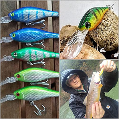 10 Blank Unpainted Minnow Crankbait Topwater Lipless Jerkbait Fishing Lures V3 - color: UPM515P10
