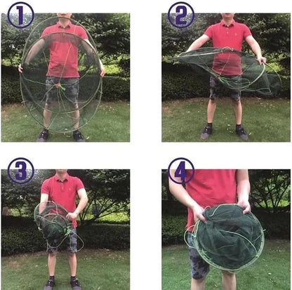 Portable Prawn Bait Crab Shrimp Net Drop Landing Fishing Pier Harbour Pond 40FT Folding Net for Keeping Fishes Minnows Lobsters Crab Basket Traps for Fishing Keeping Fishes Minnows Lobsters