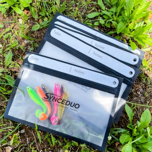 Synceuo 50pcs Soft Plastic Bait Bags, 7"x5" Reusable Bait Packaging Storage with Label Strips for Fishing Lure Making Supplies, Clear Soft Bait Binder Small Tackle Organizer - size: 7 x 5 in, 50pcs