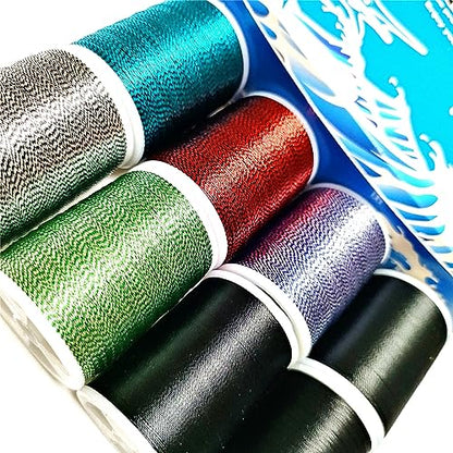 (8pcs*240yd) Kalavarma Rod Wrapping Thread for Fishing Rod Wrapping Thread Rod Building Repair - style: Metallic klm044