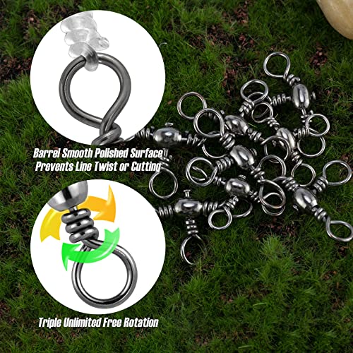 Dr.Fish 30 Pack Fishing 3 Way Swivels, 35-175LB, Three Way Barrel Swivels Fishing Tackle Catfish Rig - size: #3/0-175LB