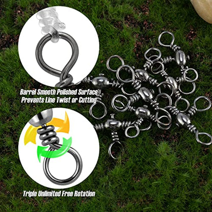 Dr.Fish 30 Pack Fishing 3 Way Swivels, 35-175LB, Three Way Barrel Swivels Fishing Tackle Catfish Rig - size: #3-75LB