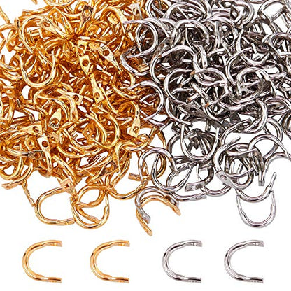 SUPERFINDINGS 300pcs Fishing Spinner Clevis Spinnerbait Clevis U-Shaped Brass Links 2 Colors Easy Spin Spinner Clevis Spinner Blade Clevis for Lure Making Fishing Spinnerbait Accessory - color: Metallic+Golden