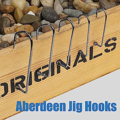 Aberdeen 150pcs 90 Degree Long Shank Forged Duratin Jig Hooks - Round Bend High Carbon Steel Barbarian Saltwater Fishing Kit 1/0-5/0
