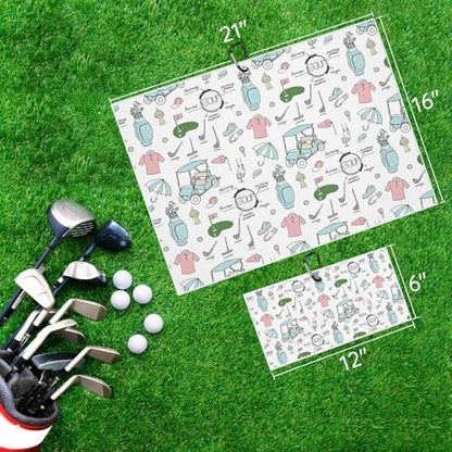 Funny Golf's Theme Golf Towel for Golf Bags Pink Golf's Accessories Doodles Golf Towels with Clip Cartoon Carts Waffle Towels Cleaning Cloth 2 Packs for Men Golfer, Birthday Holiday Present - color: Pink