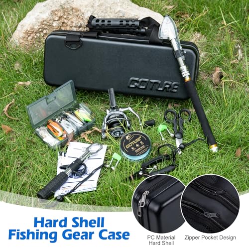 Goture Fishing Rod and Reel Combos-Telescopic Fishing Pole Spinning Reel Lures Set with PC Hard Shell Suitcase, Telescopic Rod Reel Combo Kit for Starter Travel Saltwater, Gifts for Men - size: 6FT/1.8M