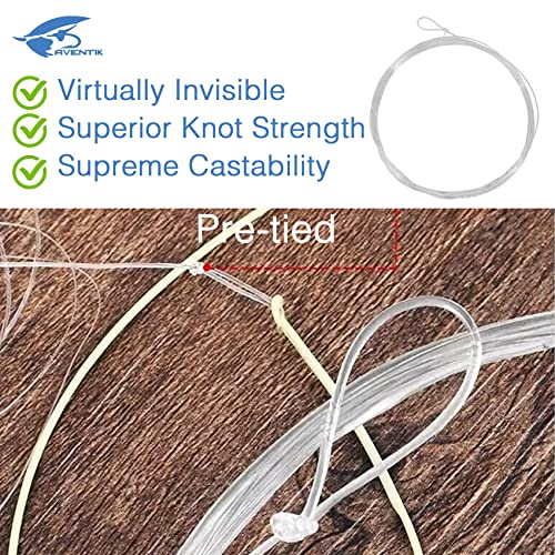 3 PC Aventik 9 FT Pre-Tied Loop Fly Fishing Tapered Leader Fluorocarbon Fly Leader Freshwater Saltwater