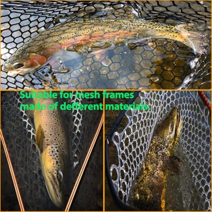 Rubber Fishing Net Replacement Hook Resist Fishing Nets for Fly Fish Landing Net, Trout Nets,Rubber Mesh Bag 4 Size - color: White, size: S:Fits Hoop 11.81"-13"|Net Dia 11.81"|Depth 9"