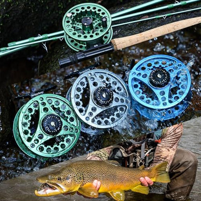 Sougayilang Fly Fishing Reel, Die Cast Aluminum Fly Reel, 5/6, 7/8, Weight Saltwater Fly Reels, 5/6, 7/8, Weight Saltwater Fly Reels - color: Green, size: 5/6wt