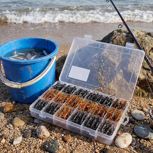 Simgoing 100 Pcs Soft Plastic Stonefly Scented Crappie Fishing Soft Plastic Stonefly Bass Crawfish Lures Crappie Worms Lure Bait Fishing Equipment Set - color: Black and Brown