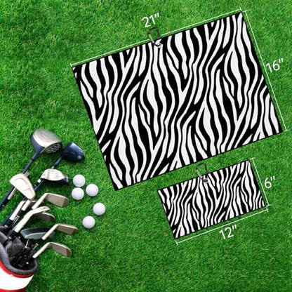 Zebra Stripes Golf Towel for Golf Bags Carts Zebras Print Golf Towels with Clip Black White Stripe Waffle Towels Pinto Cleaning Cloth 2 Packs for Men Golfer Accessories, Birthday Present - color: Black