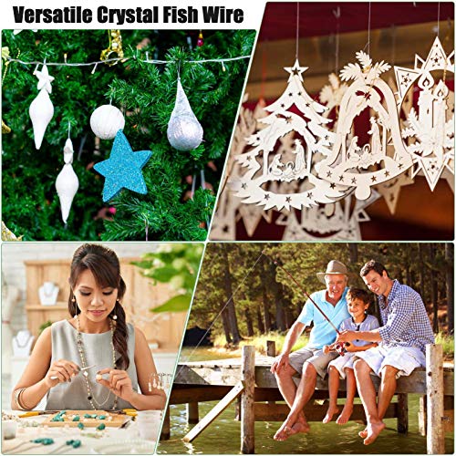 Hanging Wire Clear, Acejoz Thick Fishing Line Nylon String Picture Frame Wire with 100Pcs Crimps Sleeves 70lb Invisible Line for Balloon Garland Picture Hanging Decoration and Crafts (656 Feet)