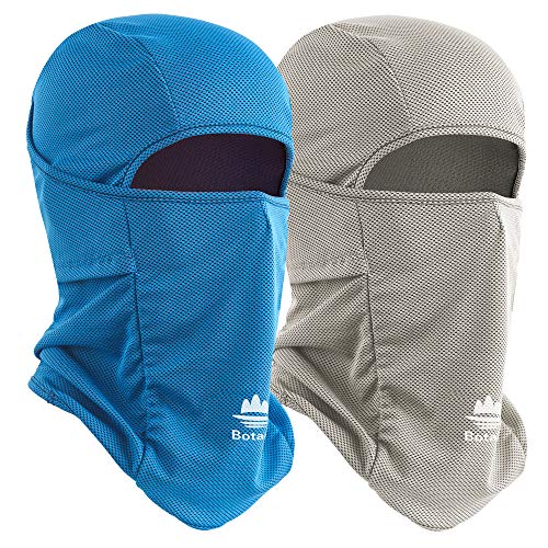 Balaclava Ski Mask, Sun UV Protection Breathable Full Head Face Mask for Men Women Skiing Cycling - color: 2 Packs - Grey + Blue