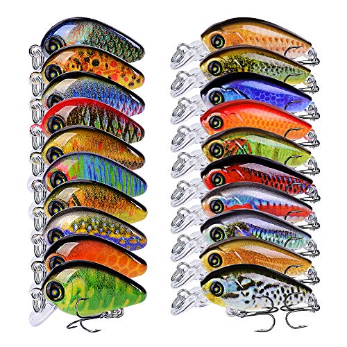 Mini Crankbait Fishing Lures Kits Swimbait Wobbler Hard Baits for Bass Trout Pike Freshwater and Saltwater 10pc-20pc/pack - color: 20pcs-mixed izes