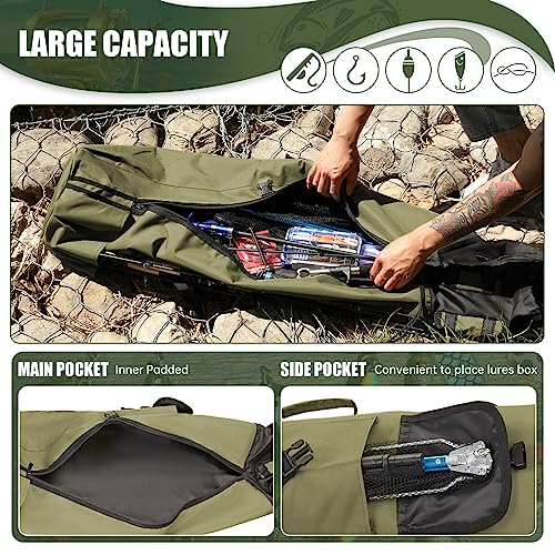 Fishing Pole Bag Rod Case, Folding Fishing Pole Bag Fishing Gear - color: Green