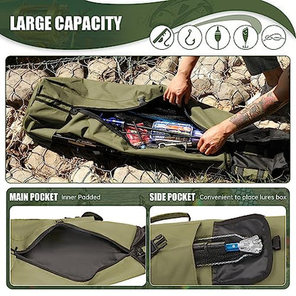 Fishing Pole Bag Rod Case, Folding Fishing Pole Bag Fishing Gear - color: Green
