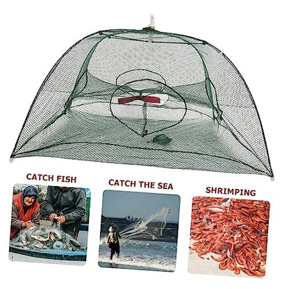 Fishing Net Portable and Foldable Umbrella Fishing Bait Net - Easy to Use Fishing Tool for Crayfish,Shrimp,Crab, Catfish - color: 4 Holes