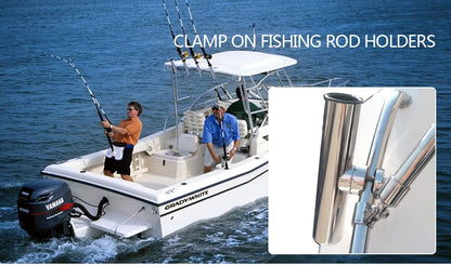 Fishing Rod Holders for Boat, 2 Pack Stainless Steel Rail Mount Rod Holders Clamp on 1" to 1-1/4" Rail for Fishing Boats, Kayaks, Canoes, and Other watercraft.