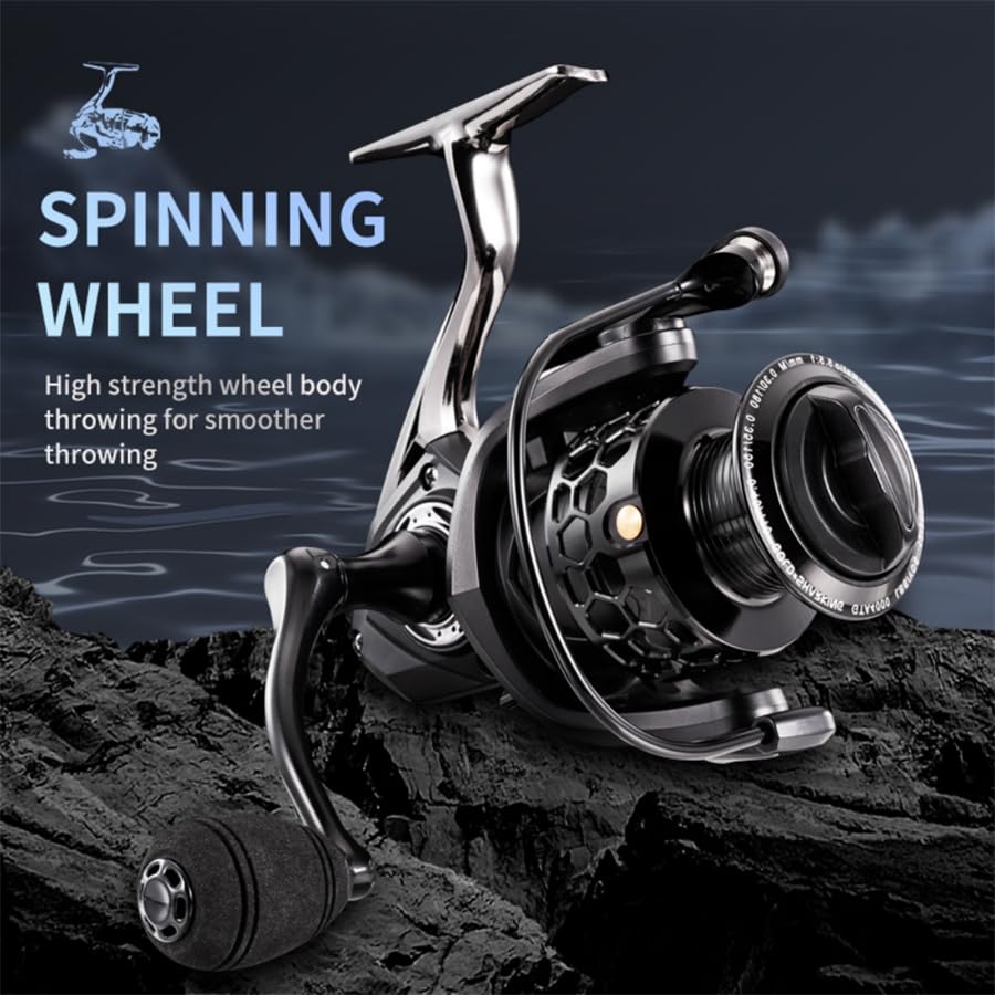 GTA Spinning Fishing Reel 5+1 Stainless BB Saltwater 2000/3000/4000 Series Fishing Spool Ultralight 17.6 lbs Aluminum Crappie or Catfish Reel De Pesca