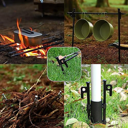 8 Pack Tent Stakes Heavy Duty Metal Tent Pegs for Camping Steel Tent Stakes 16 inch Unbreakable and Inflexible - size: 16 IN