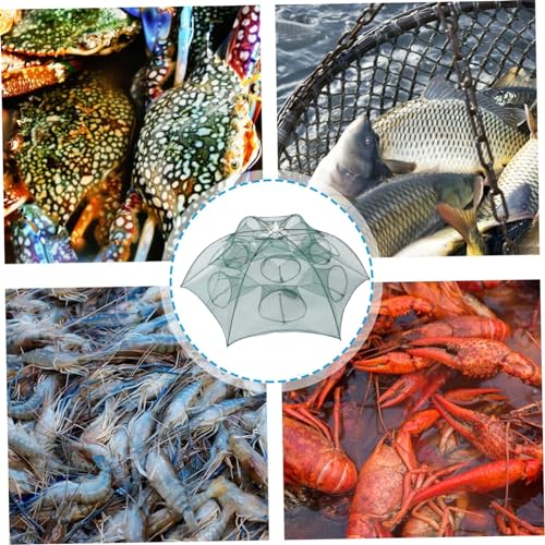 Fishing Net Portable and Foldable Umbrella Fishing Bait Net - Easy to Use Fishing Tool for Crayfish,Shrimp,Crab, Catfish - color: 12 Holes