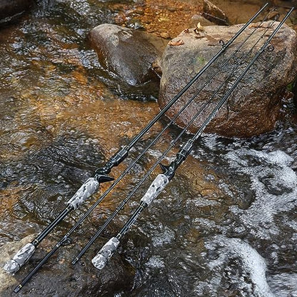 Sougayilang Fishing Rod - Medium 2Pc Graphite Composite Blank Spinning & Casting Rod, Camouflage EVA Grip, Smooth Transition Fishing Pole - color: Grey-Casting, size: 6'10''-Medium-Moderate
