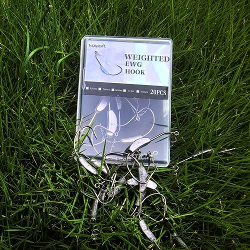Weighted Swimbait Hooks with Twist Lock,Weighted Fishing Hooks for Soft Plastic Worm Lures Freshwater Saltwater Fishing 1/16 7/64 3/16 1/4 5/16oz - size: 5/16oz-4/0-20Pack