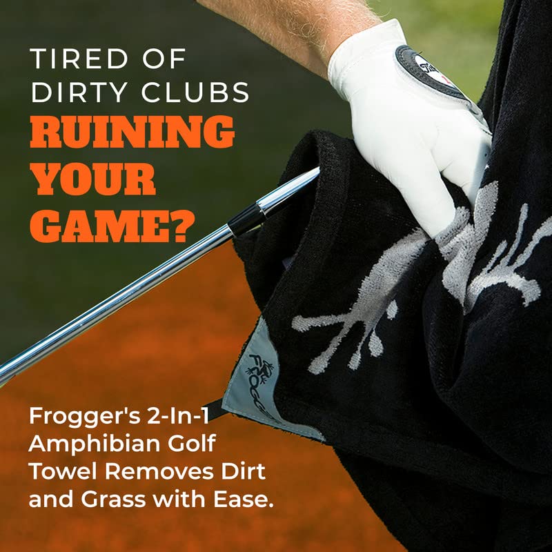 Frogger Amphibian 2-in-1 Patriotic Golf Towel with Wet and Dry Technology, Red/White/Blue, Premium Golf Bag Accessory with Carabiner Clip, Ultra Absorbent, for Golf Dads - color: Red/White/Blue