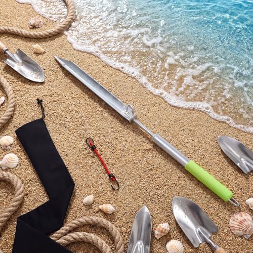 39 Inch Heavy-Duty Sand Spike Boat Anchor with Neon Green Handle Self Hammering Beach Spike Anchor for Small Boats, Jet Skis, and Kayaks for Shallow Water Shore, Sandbar, Beaches