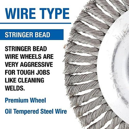 Mercer Industries 186031B - 6" x 3/16" x 5/8"-11 Premium Stringer Bead Wire Wheel, .020 Tempered Steel Wire - color: .020 Tempered Steel, size: 6" x 3/16" x 5/8"-11, style: Stringer Bead Wire Wheel