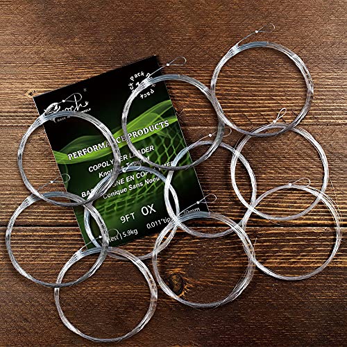 Fly Fishing Tapered Leader with Pre-Tied Loop 9FT Nylon Fly Line Leader (10 Pack) 0X 1X 2X 3X 4X 5X 6X - size: us 6x=china 7xl