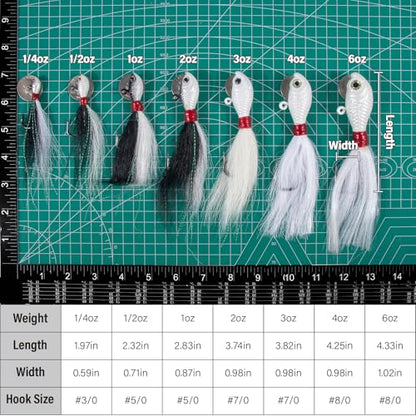 Dr.Fish 3 Pack Bucktail Jig Lure Hair Jig Saltwater Freshwater Lures Surf Fishing Bass Flounder Striper Bluefish Halibut Redfish - color: Pink, size: 2 oz