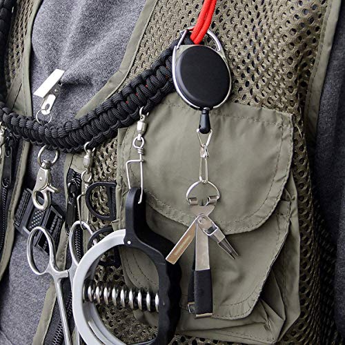 6PCS Fishing Zinger Retractors with 360 Degree Rotation Buckle for Fishing Climbing Hiking Outdoor Sports