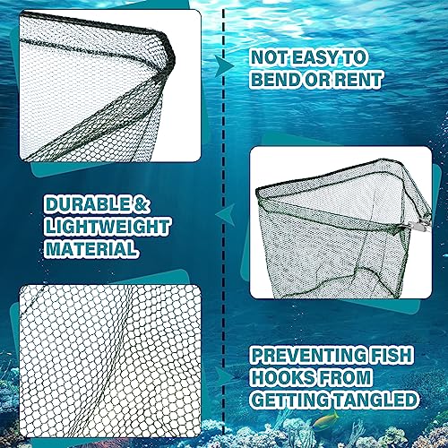 Windyun 3 Pcs Foldable Fishing Net Landing Net with Telescoping Pole Handle Collapsible Crab Trap Hexagon Fishing Bait Trap with Rope and Lure Bag for Crab Crayfish Shrimp - color: Army Green