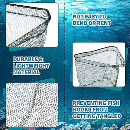 Windyun 3 Pcs Foldable Fishing Net Landing Net with Telescoping Pole Handle Collapsible Crab Trap Hexagon Fishing Bait Trap with Rope and Lure Bag for Crab Crayfish Shrimp - color: Army Green