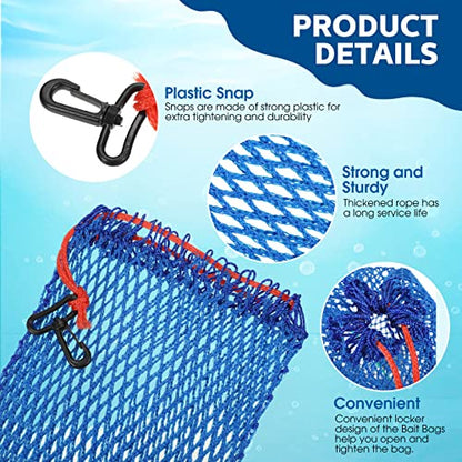 Honoson 6 Pcs Crab Trap Bait Bags with Locker Portable Fish Trap Outdoor Sports Style Crab Snare Mesh Bait Traps Shrimp Net Fishing Accessories Folding Crabbing Equipment for Crawfish Minnow Lobster