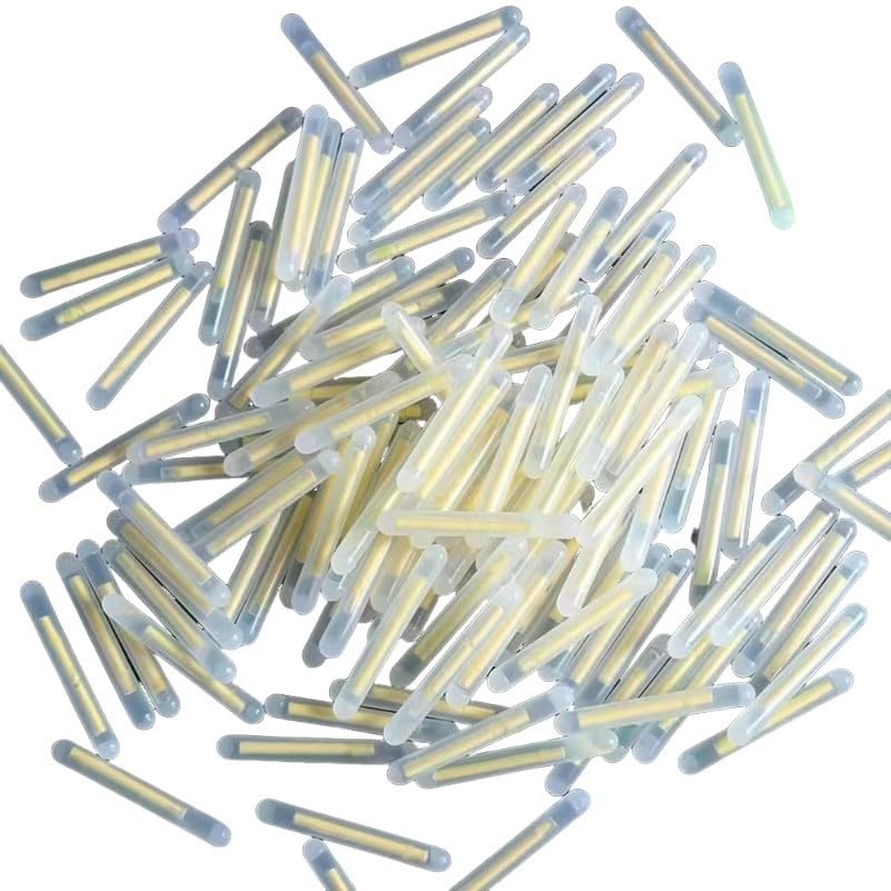100Pcs Yellow Fishing Float Light Stick Fluorescent Lightstick Fluorescent Dark Glow Sticks Fishing Float Accessories 3mm Corks, Floats Terminal Tackle and Accessories