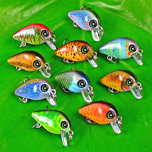 Mini Crankbait Fishing Lures Kits Swimbait Wobbler Hard Baits for Bass Trout Pike Freshwater and Saltwater 10pc-20pc/pack - color: 10pcs-2.85cm/0.069oz+BOX